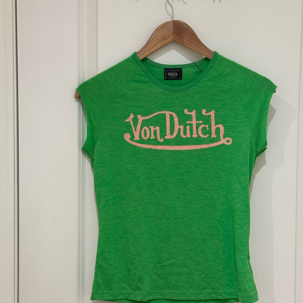 Von Dutch Pink Fitted Cap Sleeve Crop Top